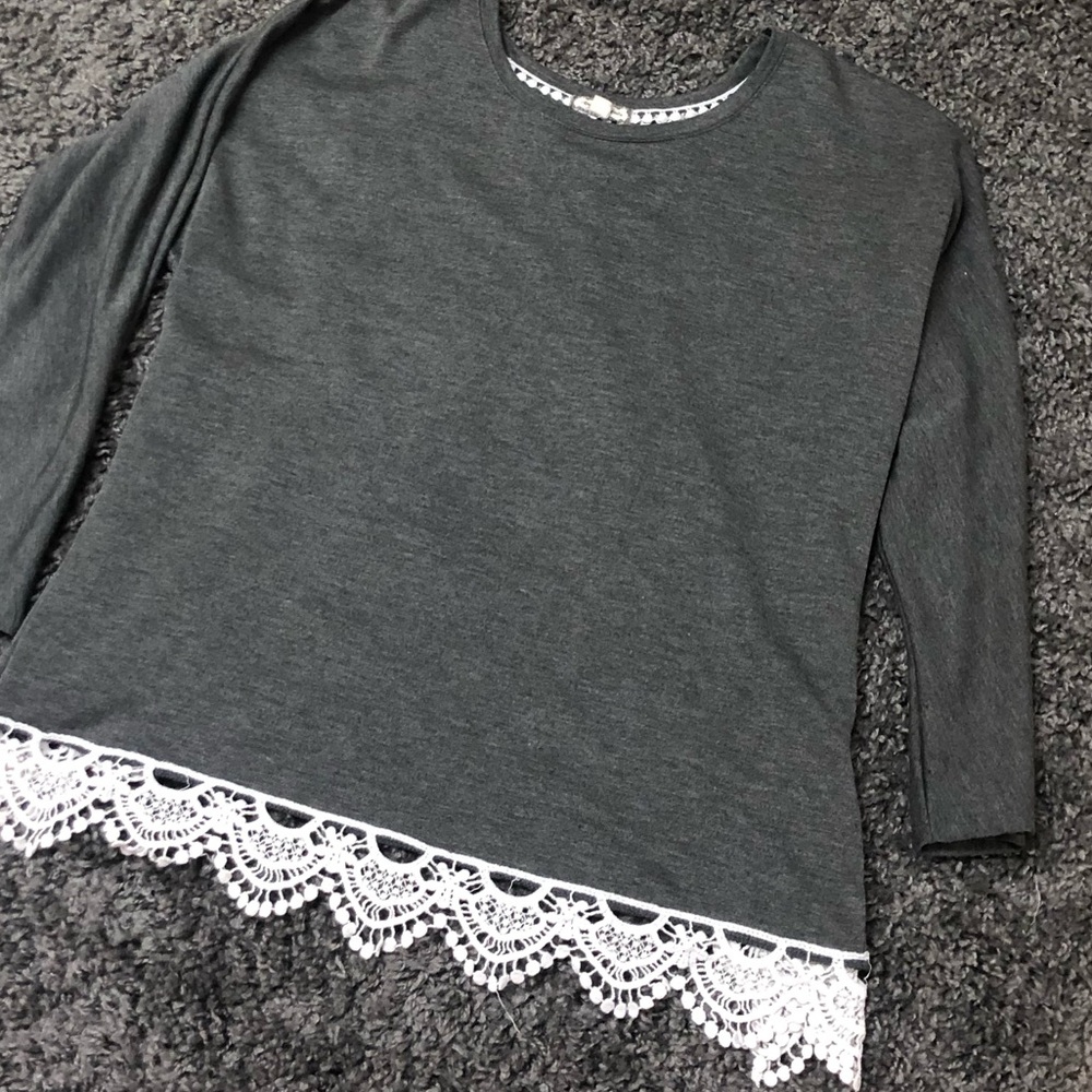 Lace trimmed sweater/top